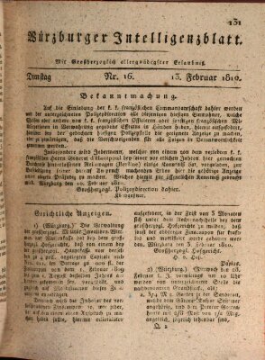 Würzburger Intelligenzblatt Dienstag 13. Februar 1810
