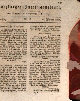 Würzburger Intelligenzblatt Samstag 19. Januar 1811