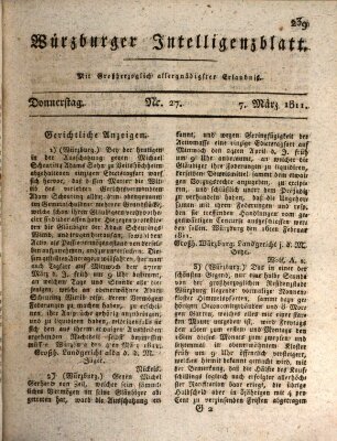 Würzburger Intelligenzblatt Donnerstag 7. März 1811