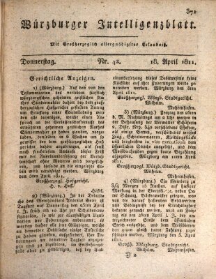 Würzburger Intelligenzblatt Donnerstag 18. April 1811