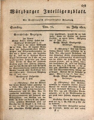Würzburger Intelligenzblatt Samstag 20. Juli 1811