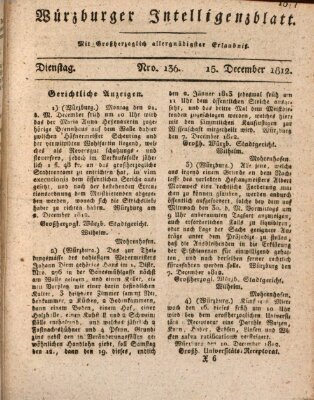 Würzburger Intelligenzblatt Dienstag 15. Dezember 1812