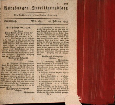Würzburger Intelligenzblatt Donnerstag 18. Februar 1813