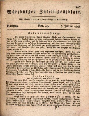 Würzburger Intelligenzblatt Samstag 3. Juli 1813