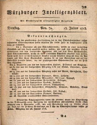Würzburger Intelligenzblatt Dienstag 13. Juli 1813
