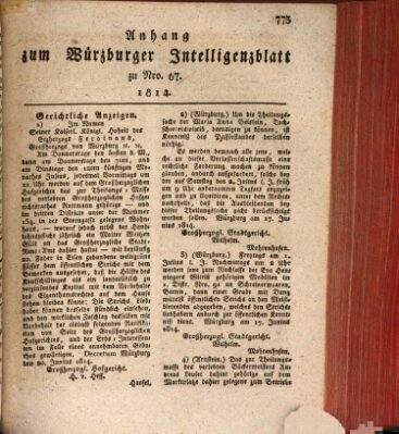 Würzburger Intelligenzblatt Dienstag 28. Juni 1814