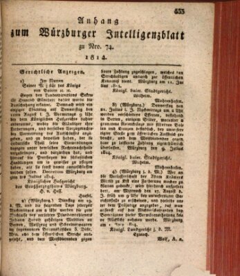 Würzburger Intelligenzblatt Dienstag 19. Juli 1814