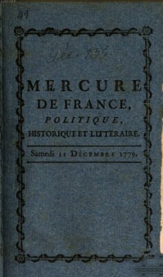 Mercure de France Samstag 11. Dezember 1779