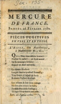 Mercure de France Samstag 26. Februar 1780