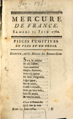 Mercure de France Samstag 10. Juni 1780