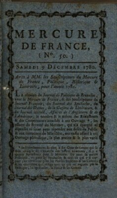 Mercure de France Samstag 9. Dezember 1780