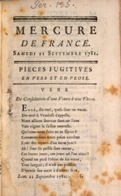 Mercure de France Samstag 22. September 1781