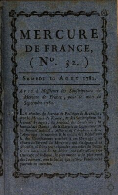 Mercure de France Samstag 10. August 1782