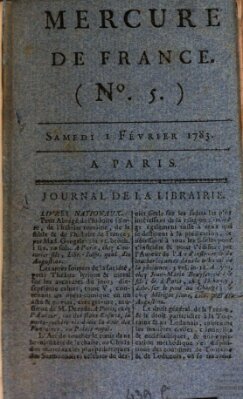 Mercure de France Samstag 1. Februar 1783