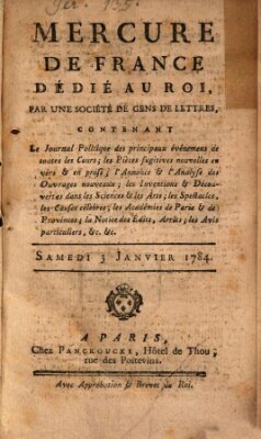 Mercure de France Samstag 3. Januar 1784