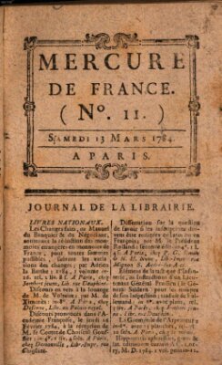 Mercure de France Samstag 13. März 1784