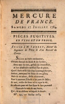 Mercure de France Samstag 17. Juli 1784