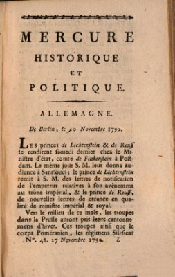 Mercure de France Samstag 27. November 1790