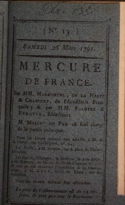 Mercure de France Samstag 26. März 1791