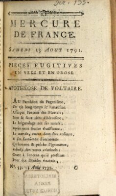 Mercure de France Samstag 13. August 1791