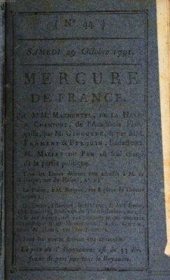 Mercure de France Samstag 29. Oktober 1791