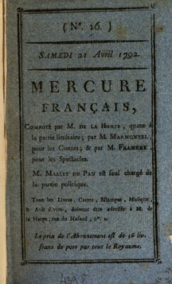 Mercure de France Samstag 21. April 1792