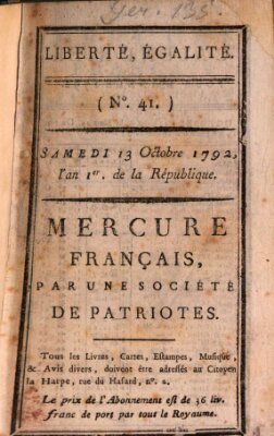 Mercure de France Samstag 13. Oktober 1792