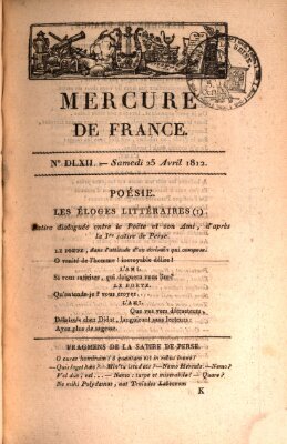 Mercure de France Samstag 25. April 1812