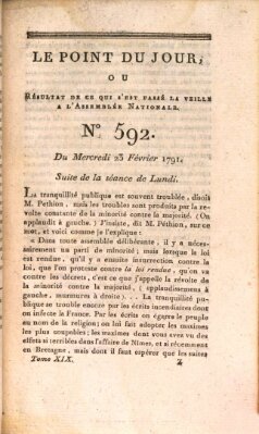Le point du jour ou Résultat de ce qui s'est passé la veille à l'Assemblée Nationale Mittwoch 23. Februar 1791