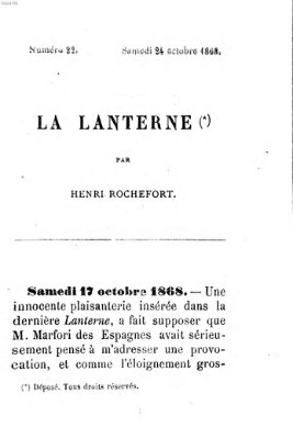 La lanterne Samstag 24. Oktober 1868