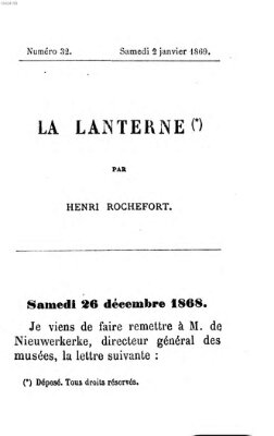 La lanterne Samstag 2. Januar 1869