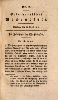 Solothurnisches Wochenblatt Samstag 25. April 1818