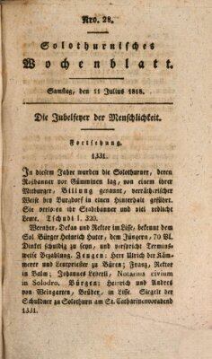 Solothurnisches Wochenblatt Samstag 11. Juli 1818