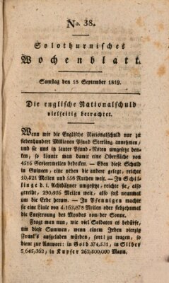 Solothurnisches Wochenblatt Samstag 18. September 1819