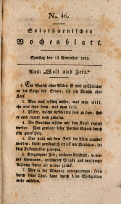 Solothurnisches Wochenblatt Samstag 13. November 1819