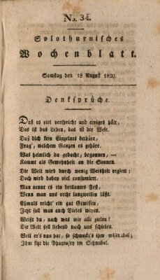 Solothurnisches Wochenblatt Samstag 19. August 1820