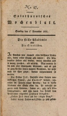 Solothurnisches Wochenblatt Samstag 17. November 1821