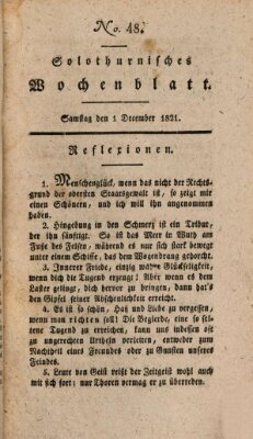 Solothurnisches Wochenblatt Samstag 1. Dezember 1821