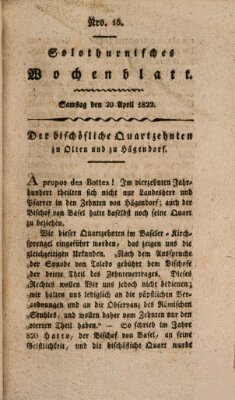 Solothurnisches Wochenblatt Samstag 20. April 1822