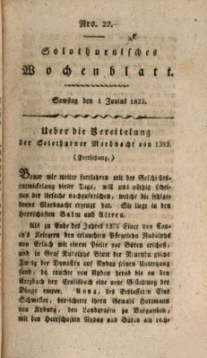 Solothurnisches Wochenblatt Samstag 1. Juni 1822