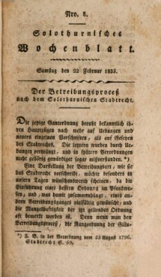 Solothurnisches Wochenblatt Samstag 22. Februar 1823