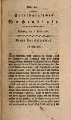 Solothurnisches Wochenblatt Samstag 5. April 1823