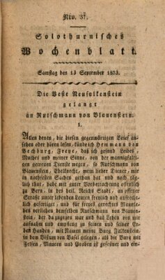Solothurnisches Wochenblatt Samstag 13. September 1823