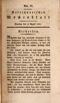 Solothurnisches Wochenblatt Samstag 14. August 1824