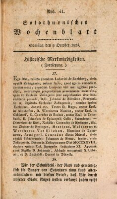 Solothurnisches Wochenblatt Freitag 8. Oktober 1824