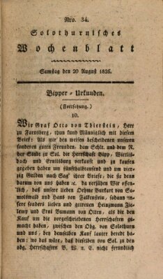 Solothurnisches Wochenblatt Samstag 20. August 1825