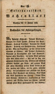 Solothurnisches Wochenblatt Samstag 10. Juni 1826