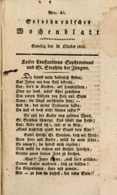 Solothurnisches Wochenblatt Samstag 28. Oktober 1826