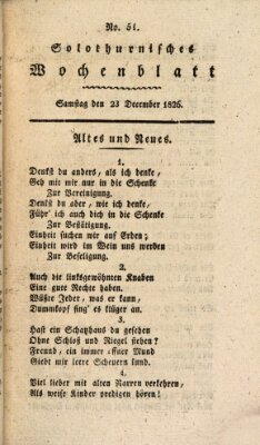 Solothurnisches Wochenblatt Samstag 23. Dezember 1826