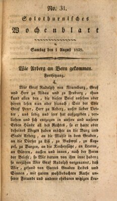 Solothurnisches Wochenblatt Samstag 1. August 1829